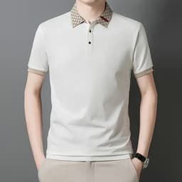 Áo thun nam viền sọc cổ C áo polo sọc vàng  màu đỏ vải mềm chất mịn hàng chuẩn đẹp 1
