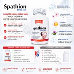 [Hàng cty full va.t] Viên uống GLUTATHIONE TINH KHIẾT hỗ trợ sáng da, mờ thâm nám, giải độc gan SPATHION Chính hãng USA 7