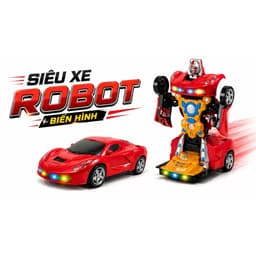 Xe Biến Hình Robot Tự Động Chạy pin có đèn Nhạc ( Pin đi kèm ) 5