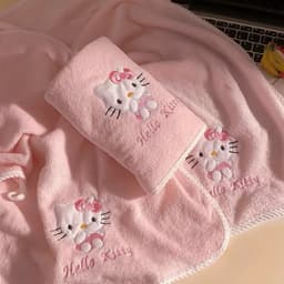 Set 2 khăn tắm khăn mặt Hello Kitty xinh xắn siêu mềm mịn thấm hút - Bộ 2 món khăn mặt & khăn tắm Hello Kitty cute 1