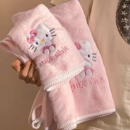 Set 2 khăn tắm khăn mặt Hello Kitty xinh xắn siêu mềm mịn thấm hút - Bộ 2 món khăn mặt & khăn tắm Hello Kitty cute 5
