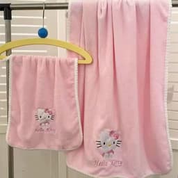 Set 2 khăn tắm khăn mặt Hello Kitty xinh xắn siêu mềm mịn thấm hút - Bộ 2 món khăn mặt & khăn tắm Hello Kitty cute 9