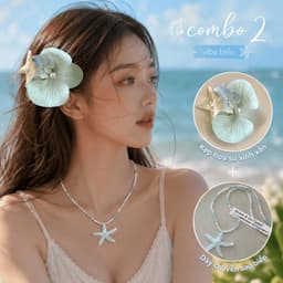 Combo Vòng Cổ Ngôi Sao và Kẹp Tóc Hoa Phụ Kiện Biển Hot Trend Ocean Charm 2