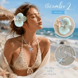Combo Vòng Cổ Ngôi Sao và Kẹp Tóc Hoa Phụ Kiện Biển Hot Trend Ocean Charm 1