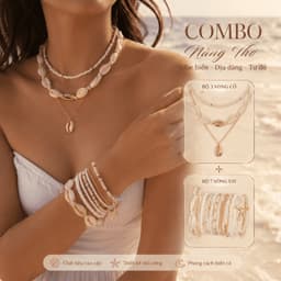 Combo 7 vòng tay + 3 vòng cổ layer vintage retro - Phụ Kiện Xinh Ocean Charm 1