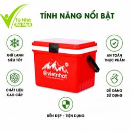 Phích Đá Giữ Nhiệt Việt Nhật Có Van Xả Quai Xách GD231 - Thùng Giữ Đá Giữ Lạnh Việt Nhật Đi Dã Ngoại 7