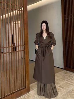 Áo Khoác Măng Tô Dáng Dài Cổ Vest Thắt Đai Eo Thanh Lịch Phong Cách Hàn Quốc Mặc Đi Làm Đi Chơi Đi Hẹn Hò Chali AZ809 2