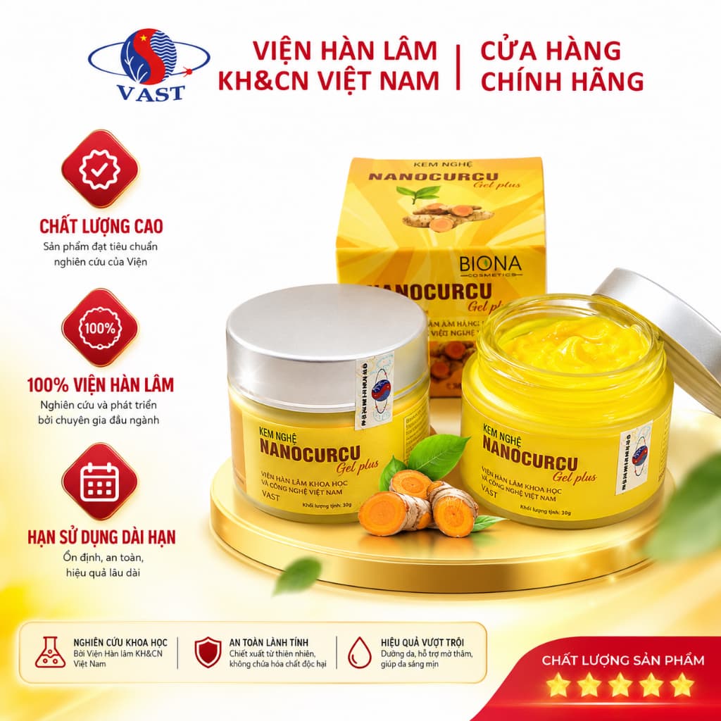 Kem Nghệ Nano dưỡng trắng da mặt mờ sẹo giảm thâm - Sản Phẩm Viện Hàn Lâm KH&CN Việt Nam