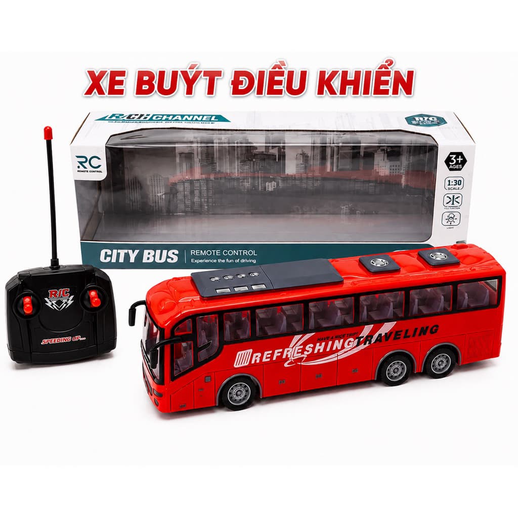 Xe bus điều khiển từ xa , có đèn ,pin sạc