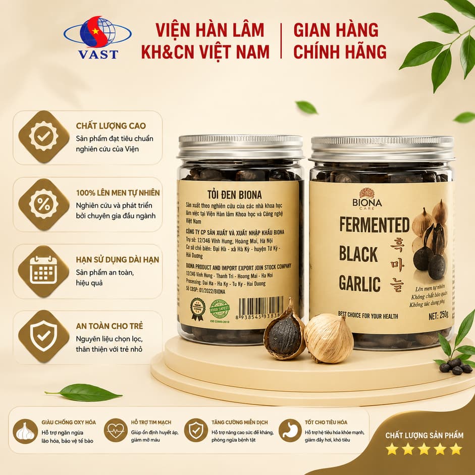 [CHÍNH HÃNG- HỘP 250G ]Tỏi Đen Loại 1 Viện Hàn Lâm KH&CN Việt Nam, Tăng Sức Đề Kháng, Dẻo Ngọt Không Đắng 250g