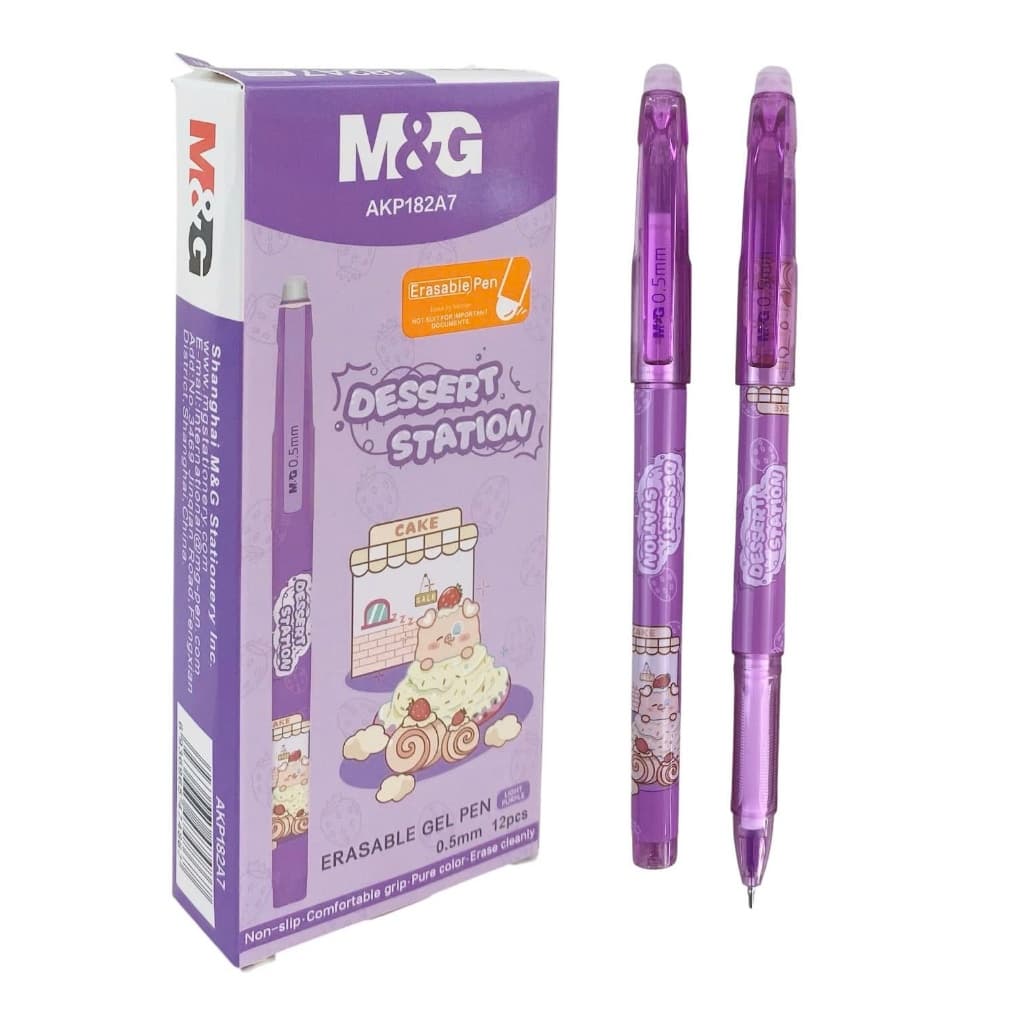 Combo 3/6/12 Cây Bút Viết Tẩy Xóa Được Mực Tím M&G AKP182A7 – Ngòi Kim 0.5mm, Có Ruột Thay Thế