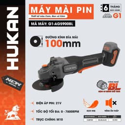 Máy mài pin HUKAN G1-AG5900BL, 3 tốc độ 7.800v/p - Động cơ không chổi than - Chân pin phổ thông 1