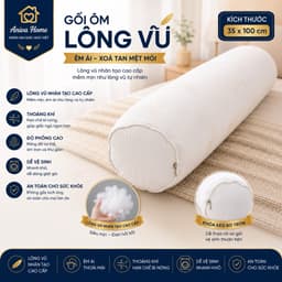 Gối Ôm Lông Vũ Nhân Tạo Aniva Home 35x100cm - Gối Ôm Cao Cấp Siêu Mềm, Độ Phồng Cao, Khóa Kéo 1
