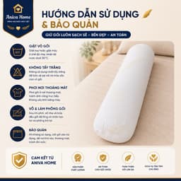 Gối Ôm Lông Vũ Nhân Tạo Aniva Home 35x100cm - Gối Ôm Cao Cấp Siêu Mềm, Độ Phồng Cao, Khóa Kéo 5