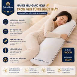 Gối Ôm Lông Vũ Nhân Tạo Aniva Home 35x100cm - Gối Ôm Cao Cấp Siêu Mềm, Độ Phồng Cao, Khóa Kéo 4