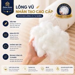Gối Ôm Lông Vũ Nhân Tạo Aniva Home 35x100cm - Gối Ôm Cao Cấp Siêu Mềm, Độ Phồng Cao, Khóa Kéo 2