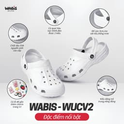 [Tặng Charm + Móc Khóa Chính Hãng] Dép Sục WABIS Đế cao 3cm Không Thấm Nước, Chống Trượt  [WUC-V2][LÙI 1 SIZE] 7