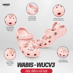 [Tặng Charm + Móc Khóa Chính Hãng] Dép Sục WABIS Kim Cương Đế 3cm Không Thấm Nước, Nhẹ, Êm Chân, Chống Trượt [WUC-V3] 7