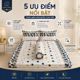 Bộ Ga Gối Thun Lạnh Hàn Quốc 4 Món Aniva Home | Ga Bọc Nệm Co Giãn 4 Chiều Cho Nệm 3-15cm | Kèm Gối Ôm Khóa Kéo 4