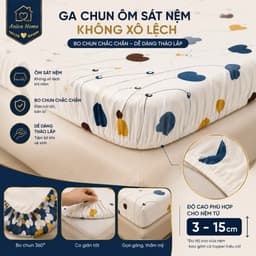 Bộ Ga Gối Thun Lạnh Hàn Quốc 4 Món Aniva Home | Ga Bọc Nệm Co Giãn 4 Chiều Cho Nệm 3-15cm | Kèm Gối Ôm Khóa Kéo 6