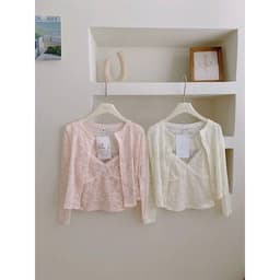 [Hàng L1 sẵn] Set ren hoa nổi 2 món: Áo hai dây ren ngực cổ V sexy kèm áo cardigan  LOVELY SET S3697 9