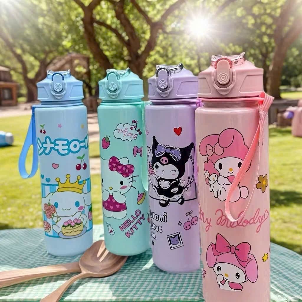 Bình Nước Cho Bé 400ml Có Ống Hút Chống Tràn Họa Tiết Hoạt Hình Dễ Thương Cốc Uống Nước Trẻ Em