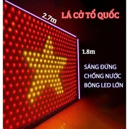 Cờ tổ quốc treo bằng đèn LED kích thước 1,8x2,7M Chống nước Bảo hành 12 tháng trang trí 30/4 - 2/9 1