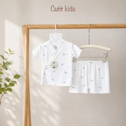 BC24. Bộ Sơ Sinh Cộc Tay KIMONO 2 Vạt Chất Vải Petit Mềm Mịn Mát Cho Bé Từ 3-8kg 6