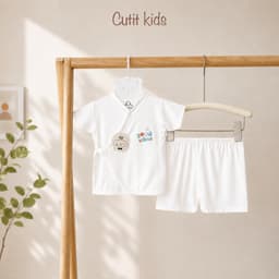 BC24. Bộ Sơ Sinh Cộc Tay KIMONO 2 Vạt Chất Vải Petit Mềm Mịn Mát Cho Bé Từ 3-8kg 7