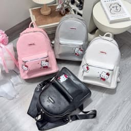 Balo đi học đi chơi hoạ tiết kitty in nơ chất da PU size 40 to rộng đựng vừa sách vở - laptop ( ảnh thật shop chụp ) 2