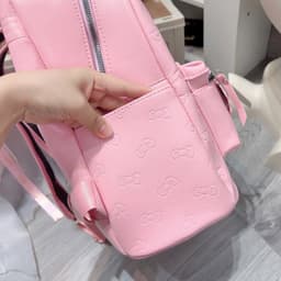 Balo đi học đi chơi hoạ tiết kitty in nơ chất da PU size 40 to rộng đựng vừa sách vở - laptop ( ảnh thật shop chụp ) 3