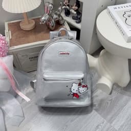 Balo đi học đi chơi hoạ tiết kitty in nơ chất da PU size 40 to rộng đựng vừa sách vở - laptop ( ảnh thật shop chụp ) 9
