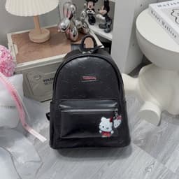 Balo đi học đi chơi hoạ tiết kitty in nơ chất da PU size 40 to rộng đựng vừa sách vở - laptop ( ảnh thật shop chụp ) 8