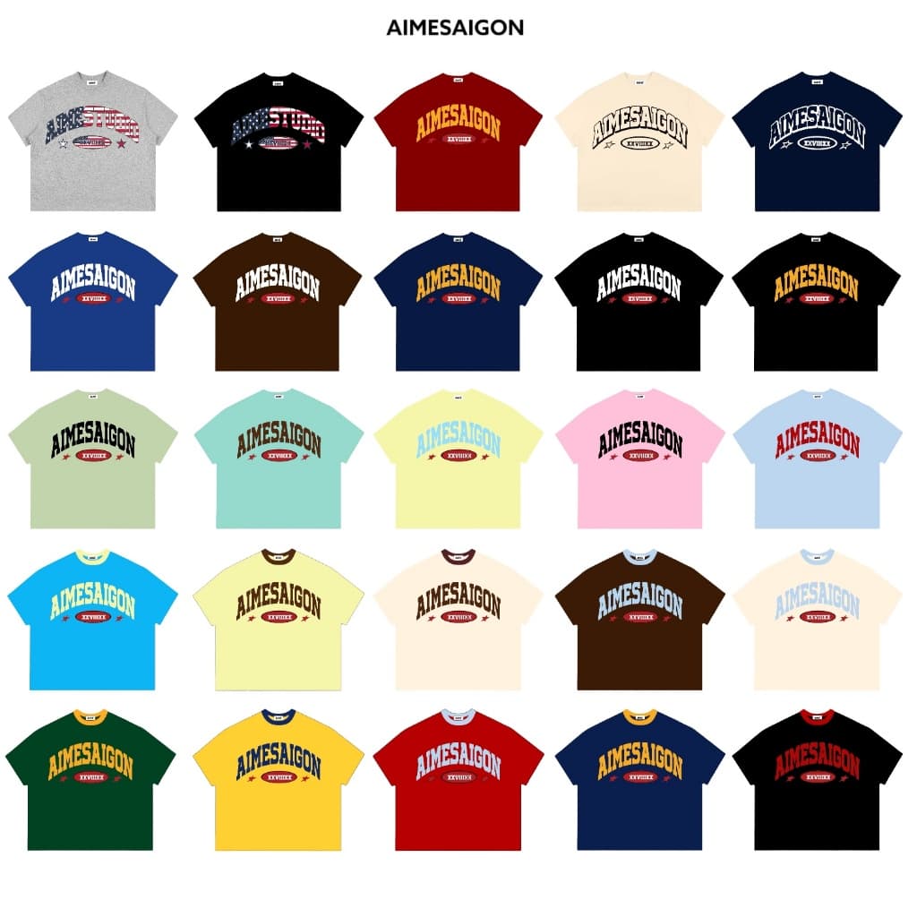 [XX Ver1] Áo Thun Boxy Local Brand Cotton Cổ Tròn Form Rộng Unisex Nam Nữ AIMESAIGON XXVIIIXX Hot Trend Tiffany Unisex