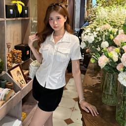 [Có Bigsize 45-85kg] Áo Sơ Mi Nữ Form Ôm Nhẹ Tay Ngắn Chất Thun Tăm Co Giãn LIMO MS012 8