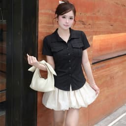 [Có Bigsize 45-85kg] Áo Sơ Mi Nữ Form Ôm Nhẹ Tay Ngắn Chất Thun Tăm Co Giãn LIMO MS012 7