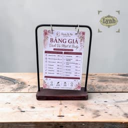 Standee Tencard Khung Sắt Đế Gỗ, Menu Để Bàn treo Menu A5 - Lamdecor miễn phí khắc tên theo yêu cầu 4