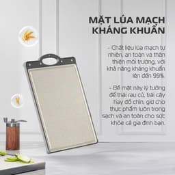 Thớt 2 Mặt GUME TGI-02 Chất liệu Inox 304 & Lúa Mạch Kháng Khuẩn Cao Cấp – Chống Trượt – Tiện Lợi 2