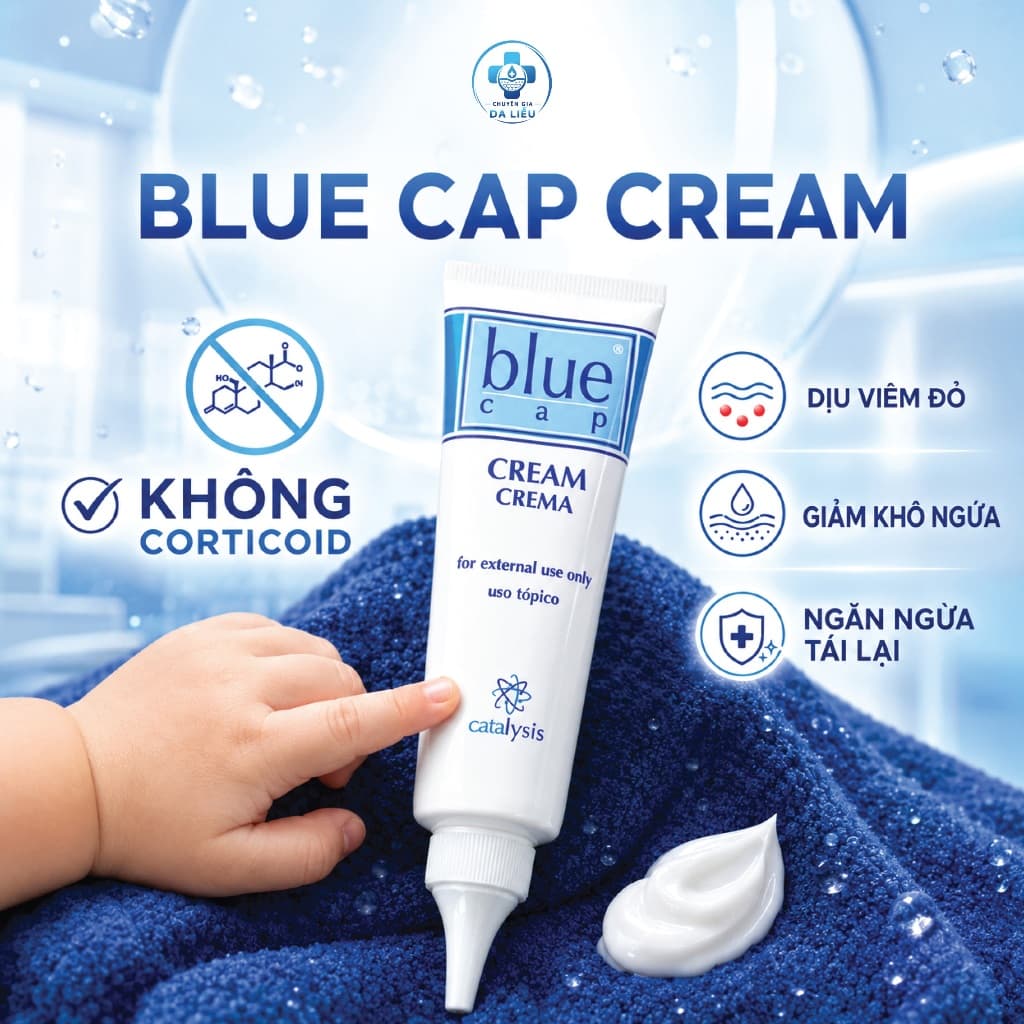 Kem Blue Cap Cream cho viêm da cơ địa, viêm da tiết bã, viêm da dị ứng, vảy nến - Tuýp 50g