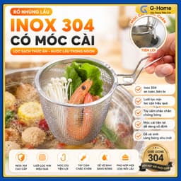 Rổ Nhúng Lẩu Có Móc Cài Vào Nồi, Giỏ Vớt Đồ Ăn Nhúng Mì, Nhúng Thịt Inox Kích Thước 11Cmx9.5Cm 1