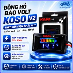 Đồng Hồ Báo Volt Koso V2 7-100V Kèm Pat Gắn Hiển Thị Phần Trăm Pin Chính Xác Dễ Lắp, Đồng Hồ Giúp Theo Dõi Điện Áp 1