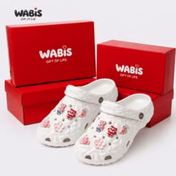 [Tặng Charm + Móc Khóa Chính Hãng] Dép Sục Màu Kem WABIS Kim Cương Đế 3cm Không Thấm Nước, Chống Trượt [WUC-V3] 3