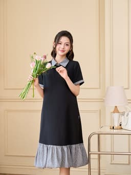 [NEW] LYMMOM - Váy Bầu Công Sở, Đầm Bầu Xinh Thiết Kế Cổ Polo Form Đuôi Cá Mềm Mát Đi Chơi Làm VB214 13