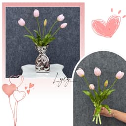 Bó hoa tulip cao su 5 bông 40cm giống thật (hàng nhập cao cấp) trang trí nhà cửa, bó hoa cưới. 2