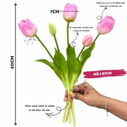 Bó hoa tulip cao su 5 bông 40cm giống thật (hàng nhập cao cấp) trang trí nhà cửa, bó hoa cưới. 6