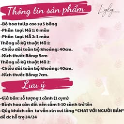 Bó hoa tulip cao su 5 bông 40cm giống thật (hàng nhập cao cấp) trang trí nhà cửa, bó hoa cưới. 3