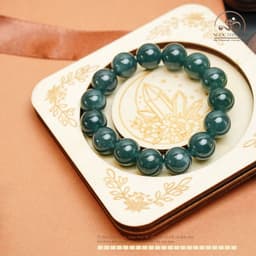 Ngọc Đan Tâm - Vòng Tay Ngọc Lam Băng 12mm - Đa Mệnh 6