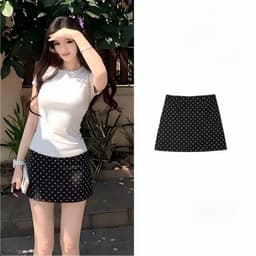Chân Váy Ngắn Chấm Bi có quần bảo hộ Vải KaKi Nhật mịn dày dặn mùa hè cho nữ m121 4