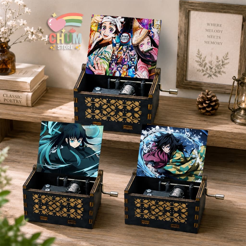 Hộp Nhạc Gỗ Mini in hình Kimetsu No Yabai Giyu Muichiro - Music box Thanh Gươm Diệt Qủy Quà Tặng Fan Anime Cao Cấp