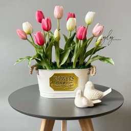 Bó hoa tulip cao su 5 bông 40cm giống thật (hàng nhập cao cấp) trang trí nhà cửa, bó hoa cưới. 9